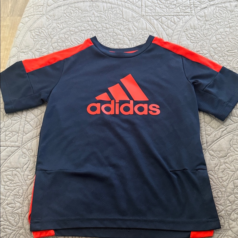 Adidas Kids Navy and Red Tee